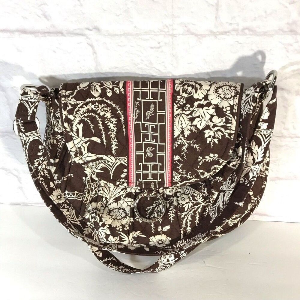 Vera Bradley Womens Imperial Toile Tote Bag Brown Hummingbird Floral Zipper M - Picture 10 of 12